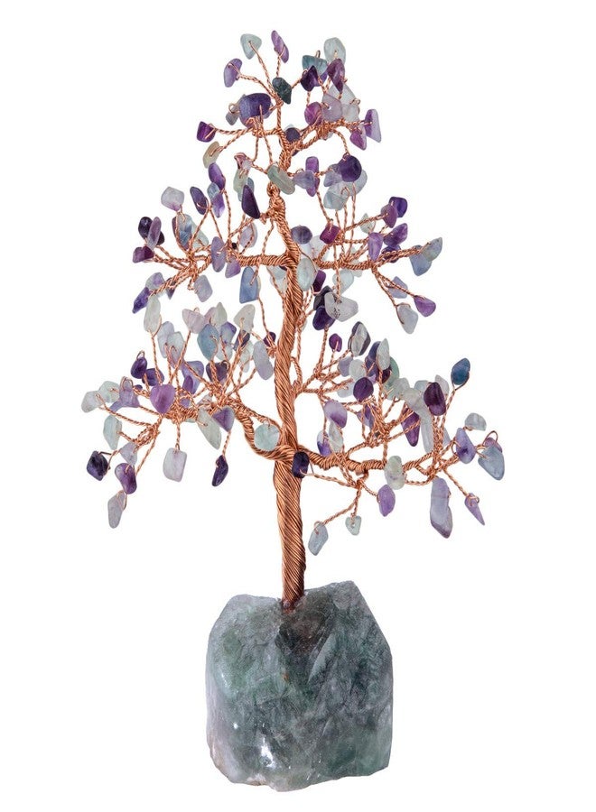 رووك كلاود شجرة المال الكريستالية الطبيعية من روك كلاود، شجرة فنغ شوي بقاعدة من كريستال الفلوريت، ديكور للثروة والحظ، فلوريت، 7 بوصات - Image 2