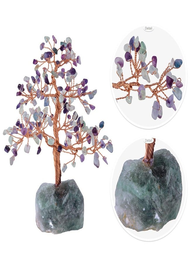 رووك كلاود شجرة المال الكريستالية الطبيعية من روك كلاود، شجرة فنغ شوي بقاعدة من كريستال الفلوريت، ديكور للثروة والحظ، فلوريت، 7 بوصات - Image 3