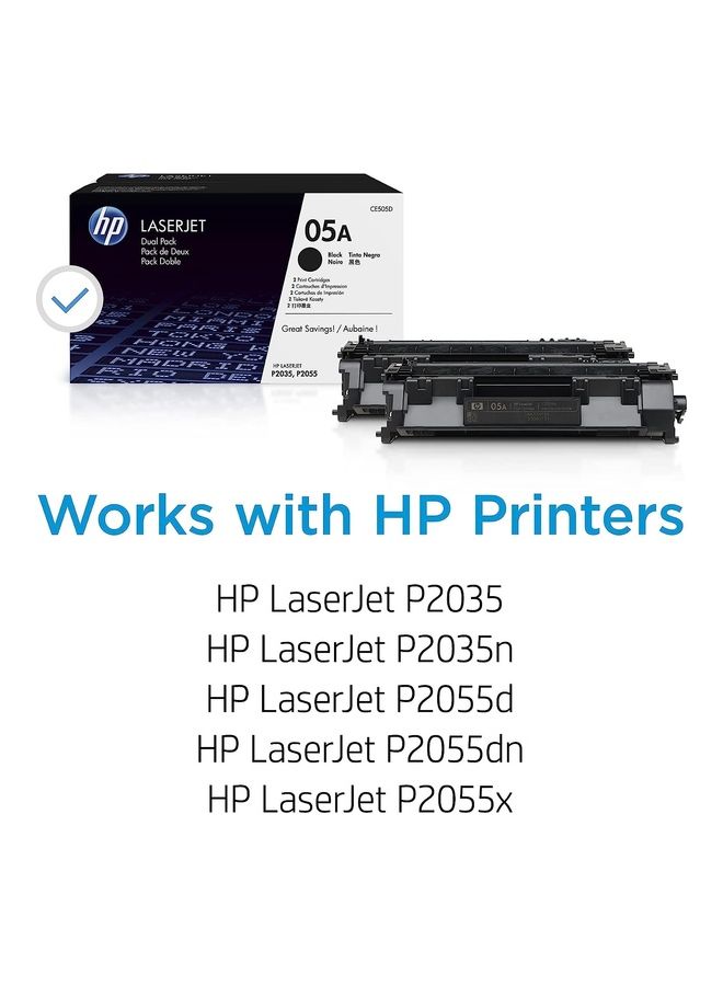 HP 05A (Hewlett Packard) 05A عبوتان من خراطيش مسحوق الحبر الأصلية لطابعات LaserJet - Image 2
