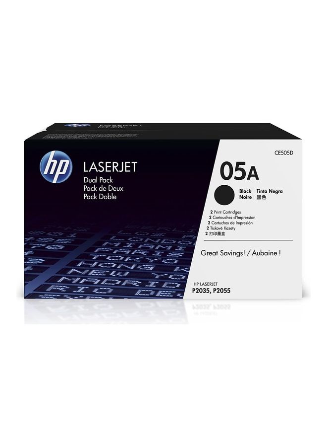 HP 05A (Hewlett Packard) 05A عبوتان من خراطيش مسحوق الحبر الأصلية لطابعات LaserJet - Image 1