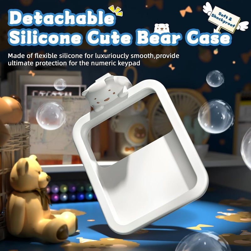 FELICON Cute Wireless Numeric Keypad with Silicon Bear,18-Key Colorful Round Keycaps,Ergonomic,2.4G Wireless Connection,Portable Financial Accounting Numpad Membrane Keyboard for PC,Laptop(Milk Blue) - Image 5