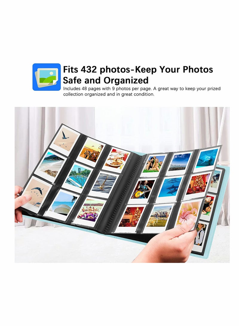 432 Pocket Photo Album for Fujifilm Instax & Polaroid Cameras Compatible with Mini 11 90 70 9 8+ Snap Series Blue Preserve Your Memories - Image 3