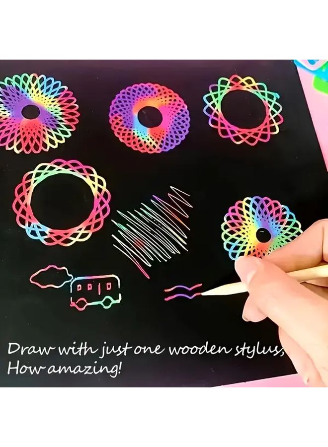 12 Rainbow Scratch Art Notebooks with Unicorns Stars Spiral Bound Creative Craft Set for Kids - Image 3