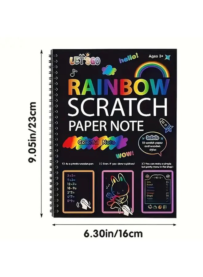 12 Rainbow Scratch Art Notebooks with Unicorns Stars Spiral Bound Creative Craft Set for Kids - Image 2
