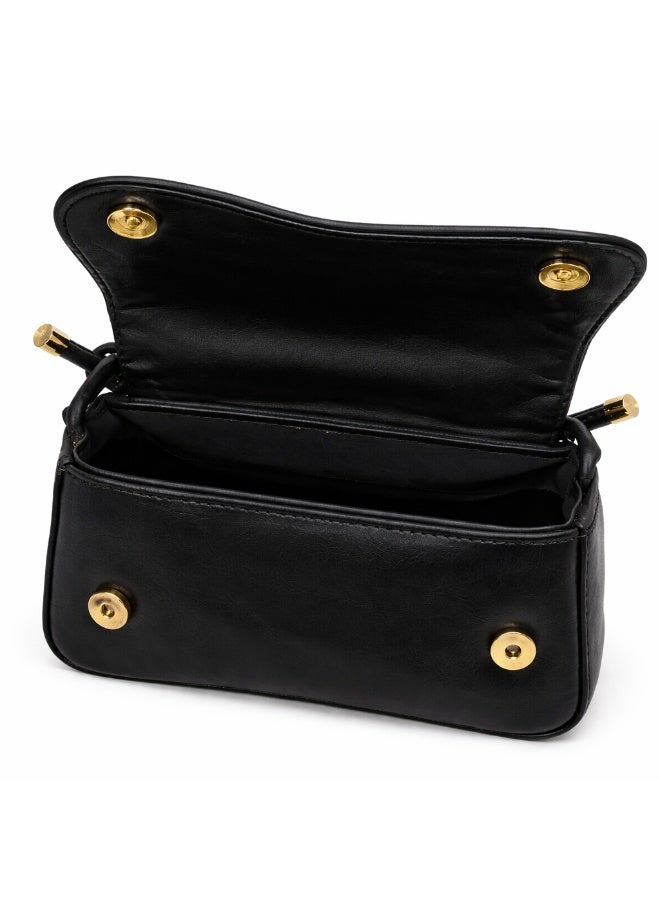 شنطة يد نسائية صغيرة جلد بلون الاسود - Image 4