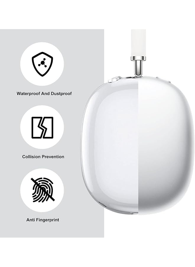 Goodern Compatible For Airpods Max Case Cover Silicone Transparent Protective Sleeve Waterproof Headphones Case Cover Airpods Max Accessories Clear Soft Skin For Airpod Max Durable Shell Clear - Image 2