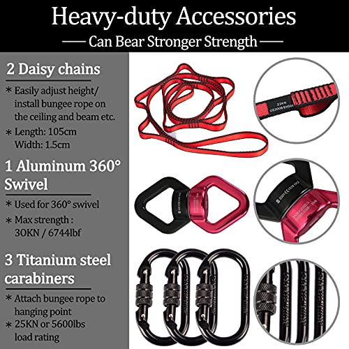 Dasking Heavy Bungee Resistance Band Set Gravity Yoga Bungee Cord Resistance Belt Set 4D Bungee Dance Rope Workout Fitness Home Gym Professional Training Equipment (Weight Class-5:90KG) - Image 4