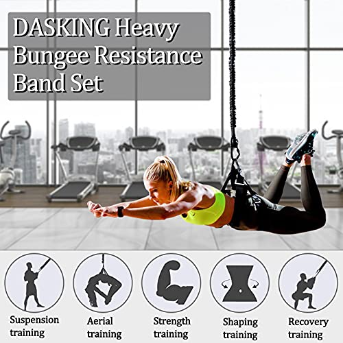 Dasking Heavy Bungee Resistance Band Set Gravity Yoga Bungee Cord Resistance Belt Set 4D Bungee Dance Rope Workout Fitness Home Gym Professional Training Equipment (Weight Class-5:90KG) - Image 2