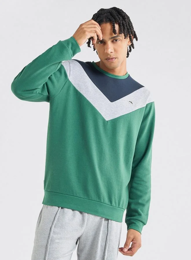 Splash FAV Colourblock Sweatshirt with Crew Neck and Long Sleeves