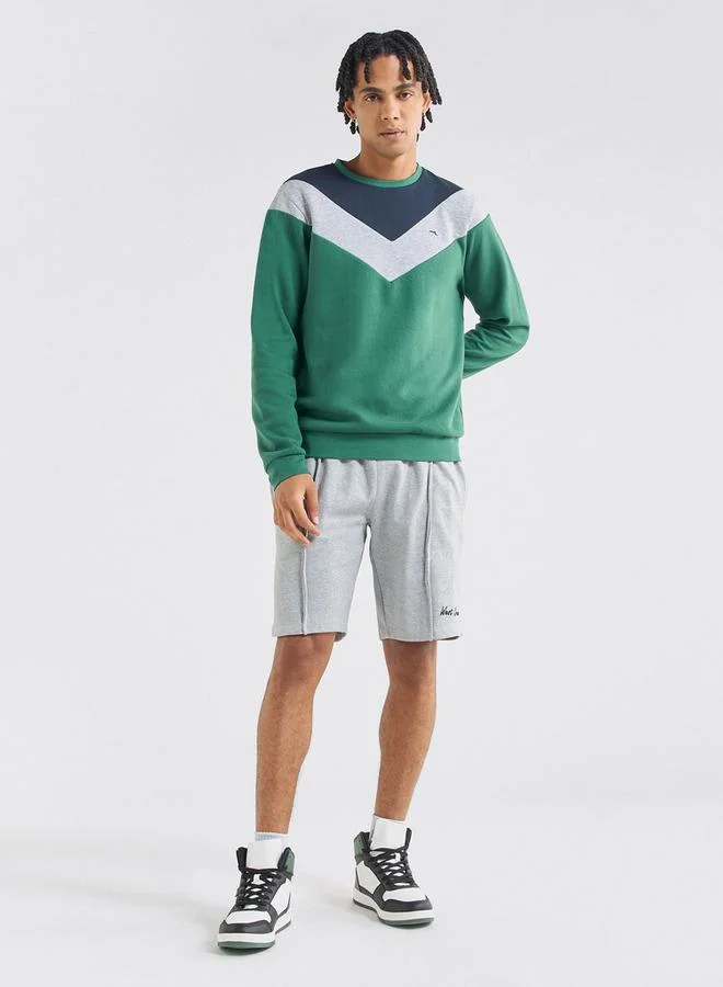 Splash FAV Colourblock Sweatshirt with Crew Neck and Long Sleeves