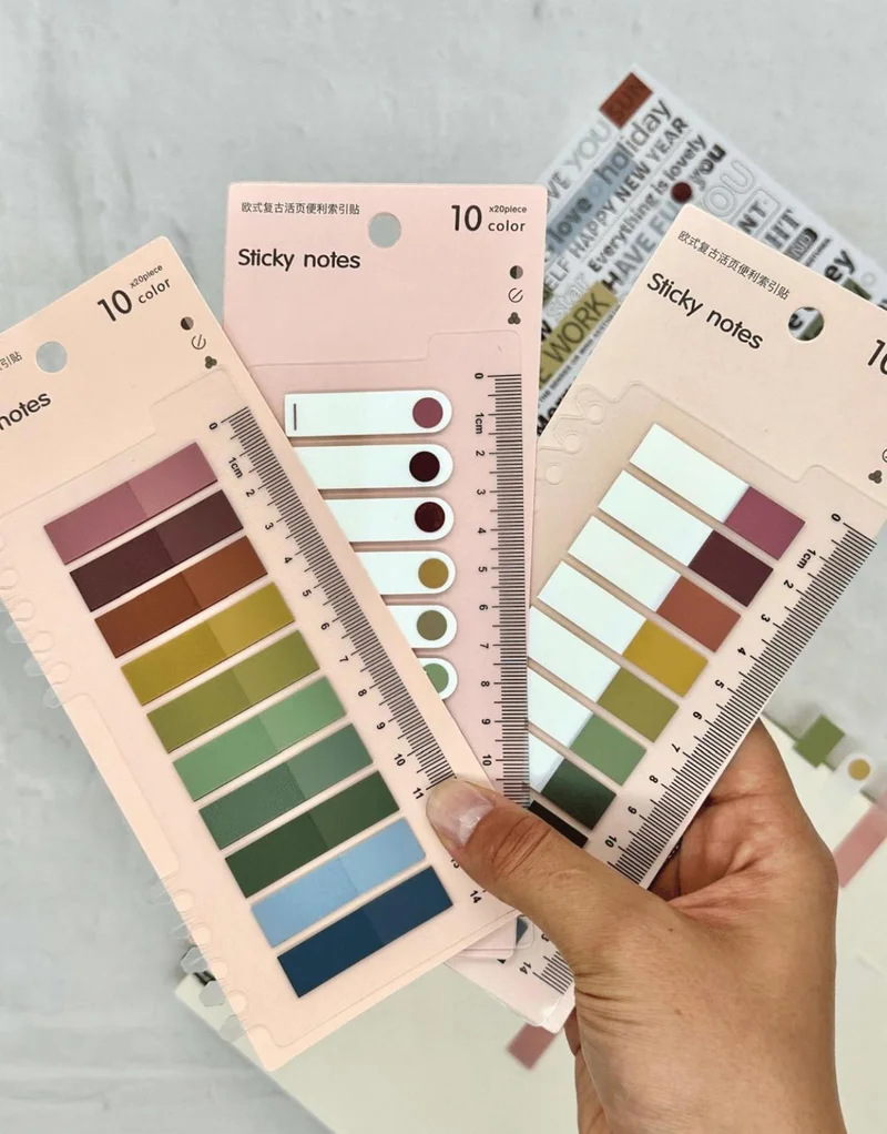 Kağıt Gemi Dükkan Paper Ship Shop 3-Piece Transparent Pet Index Set with 10 Colored Rulers Retro Tones / Index Sticker / Postit / Post-It