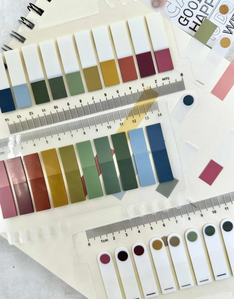 Kağıt Gemi Dükkan Paper Ship Shop 3-Piece Transparent Pet Index Set with 10 Colored Rulers Retro Tones / Index Sticker / Postit / Post-It