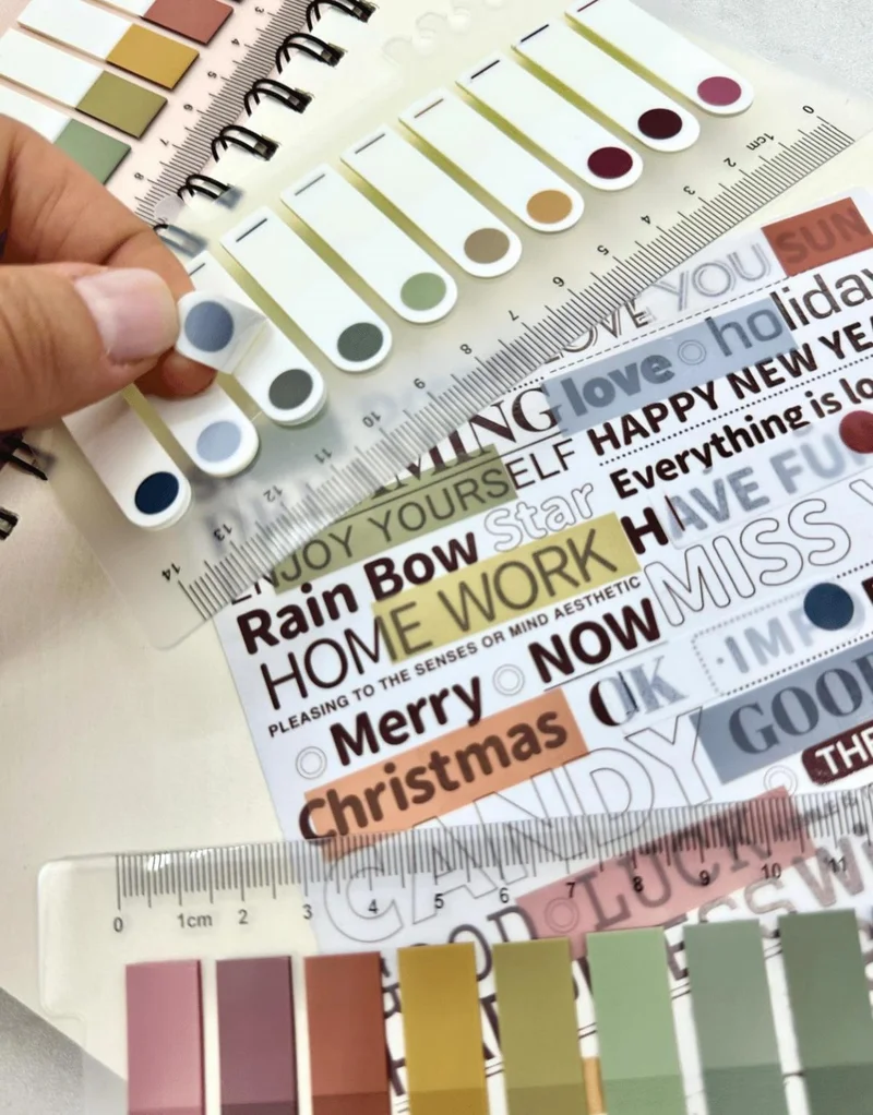 Kağıt Gemi Dükkan Paper Ship Shop 3-Piece Transparent Pet Index Set with 10 Colored Rulers Retro Tones / Index Sticker / Postit / Post-It