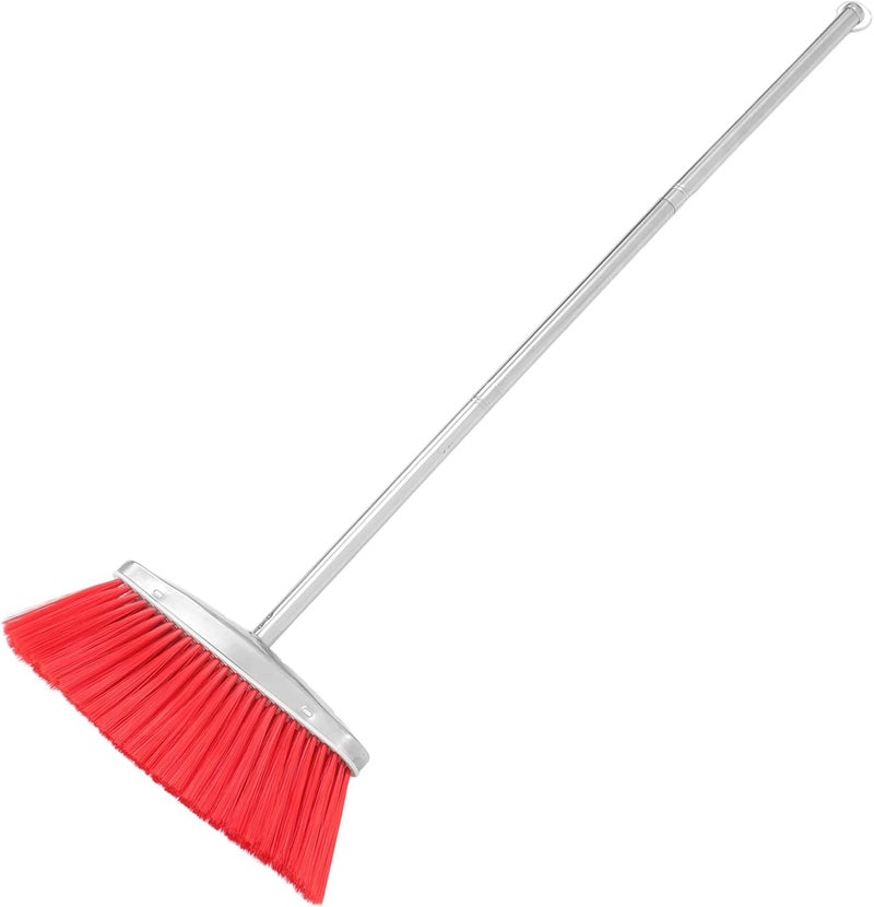 Angle Broom with Long Stainless Steel Handle Red Floor Sweeping Broom for Home and Kitchen Indoor Cleaning for Patio and Office Use - Image 1