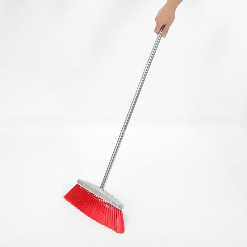 Angle Broom with Long Stainless Steel Handle Red Floor Sweeping Broom for Home and Kitchen Indoor Cleaning for Patio and Office Use - Image 3