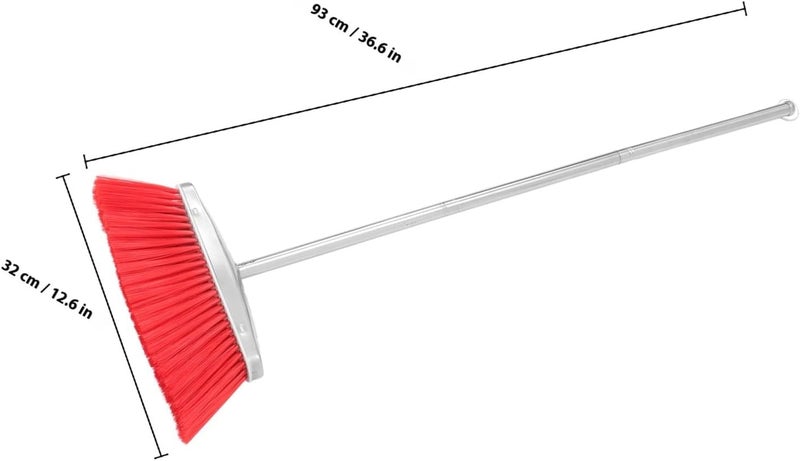 Angle Broom with Long Stainless Steel Handle Red Floor Sweeping Broom for Home and Kitchen Indoor Cleaning for Patio and Office Use - Image 2