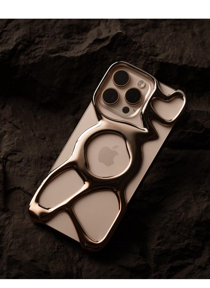 ميـاو غاضب حافظة هاتف AM فارغة لهاتف iPhone 16 Pro Max (فقط) متوافقة مع MagSafe 22 جرام خفيفة الوزن وتبديد الحرارة وحماية وافرة من البولي كربونات غطاء مخرم سائل مضاد للسقوط ممتاز وبساطة سهلة التركيب (ذهبي صحراوي (لامع))  - Image 3
