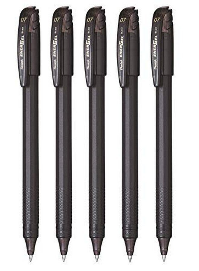 بنتل مجموعة أقلام جل دوارة من Pentel Energel - 0.7 مم - عبوة من 5 قطع (أسود) - Image 1