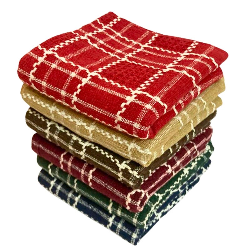 Multicolour Pack of 6 Cotton Kitchen ClothNapkins 18 x 18 Inch for Cleaning Multipurpose Dish Towels