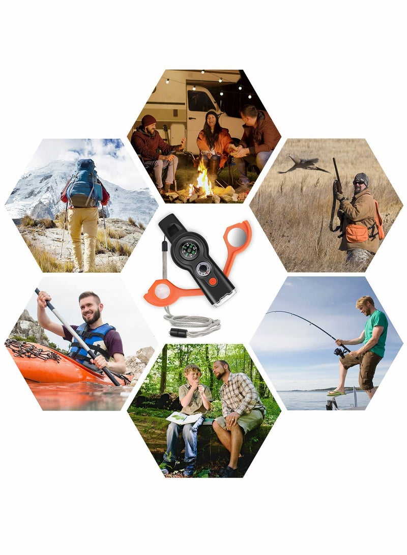 Excefore Emergency Survival Whistle, 7-in-1 Outdoor Multifunctional Tool Safety Whistle with Lanyard, Ideal for Kayaking, Hiking, Camping, Climbing, Hunting, Fishing, Rescue Signaling - Image 5