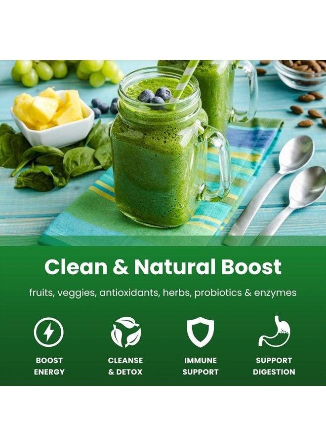 NutraChamps - Super Greens Powder Premium Antioxidant Superfood | Organic Greens Fruit and Veggie Vegan Supplement | 40+ Greens and Superfoods Including Wheatgrass & Spirulina | Probiotic Powder Greens, Sweet Berry - Image 1