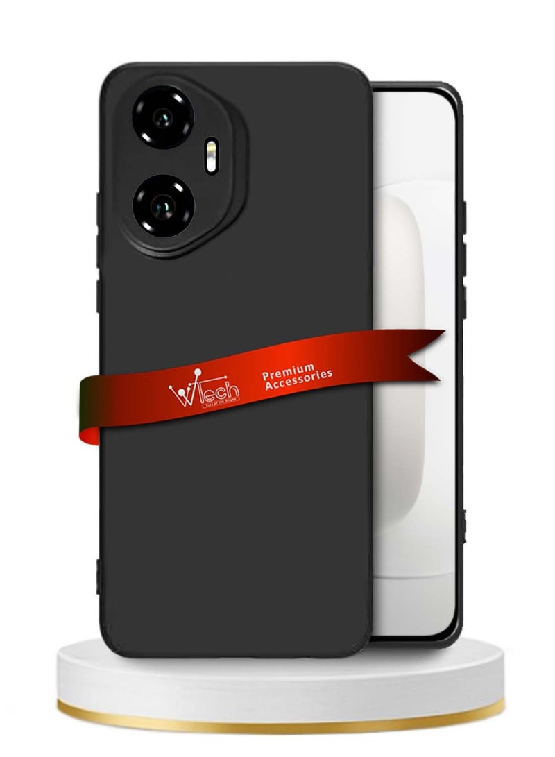 Wtech Honor 300 5G 2024 Premium Soft Liquid Silicone Case Cover - Black - Image 1