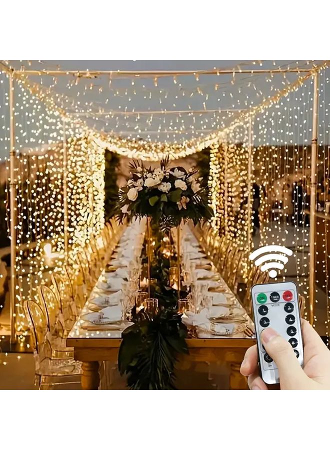 3م × 1م 100 مصباح ثنائي باعث للضوء (LED) ستارة ضوئية متغيرة الألوان RGB مع جهاز تحكم عن بعد، 8 أوضاع، تعمل بالطاقة عبر منفذ USB لأعياد الميلاد والأعراس والحفلات - Image 3