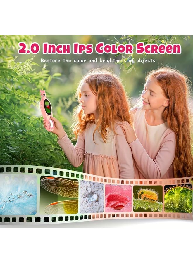 Rivgot Pink Unicorn 500x USB Microscope Handheld Magnifier For Kids Educational Science Toy - Image 3