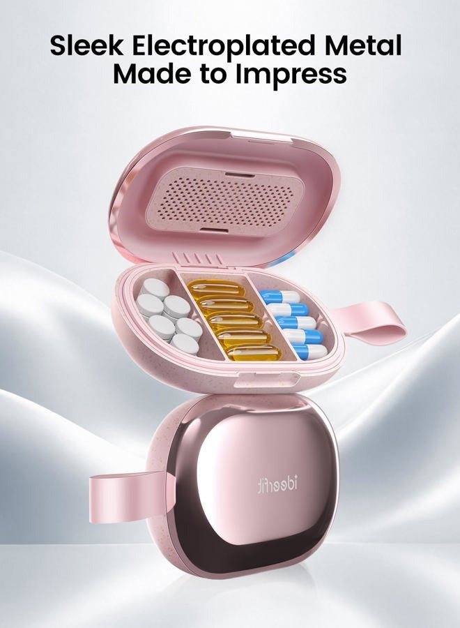 Ideerfit Metal Pill Organizer, Portable Pill Case, Daily Pill Box Small Pill Container for Pocket-Purple - Image 3