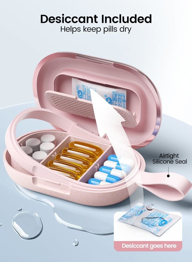 Ideerfit Metal Pill Organizer, Portable Pill Case, Daily Pill Box Small Pill Container for Pocket-Purple - Image 4