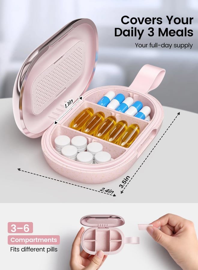 Ideerfit Metal Pill Organizer, Portable Pill Case, Daily Pill Box Small Pill Container for Pocket-Purple - Image 5