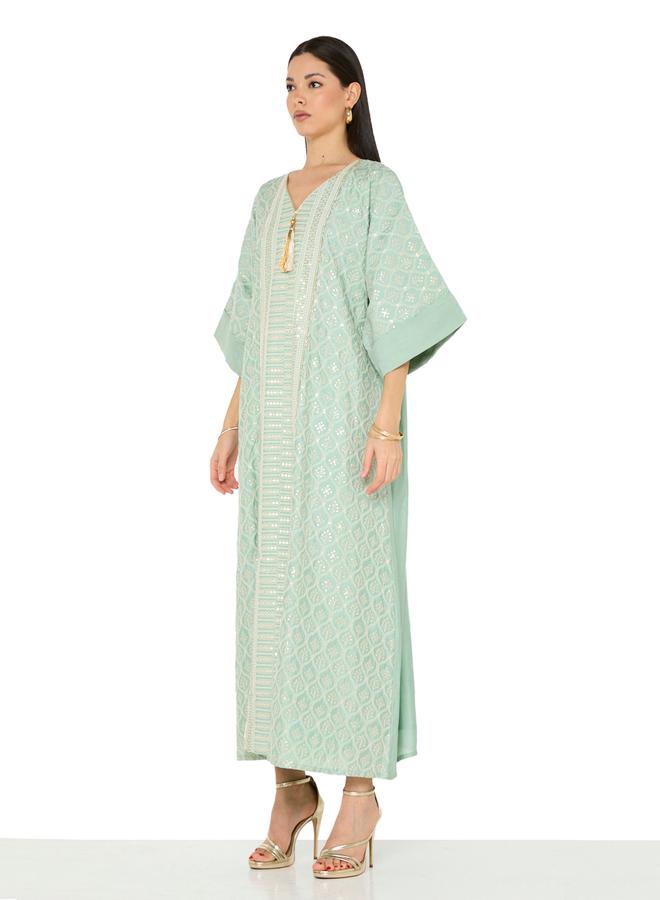 ذوق جلابية ماكسي بقصة A-Line وتطريز - Image 1