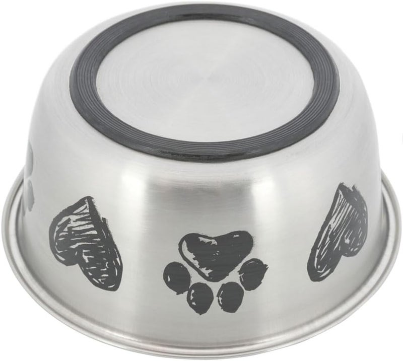 Trixie Stainless Steel Paw & Heart Design Dog Bowl 15cm - Image 2