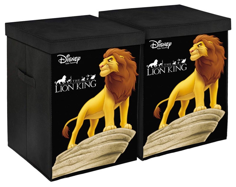 Kuber Industries Disney Lion King Print Non Woven Fabric Foldable Laundry Organiser with Lid & Handles (Set of 2, Black)-KUBMART10401, Pack of 2 - Image 1