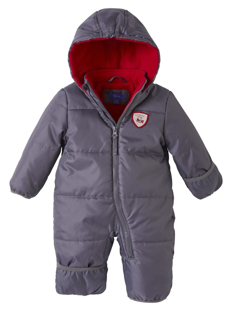 iXtreme Boys Baby Snowsuit Wind Resistant Insulated Pram Bunting Infant Snowsuit Newborn Winter Essentials Sizes 024M Size 36 Months Charcoal