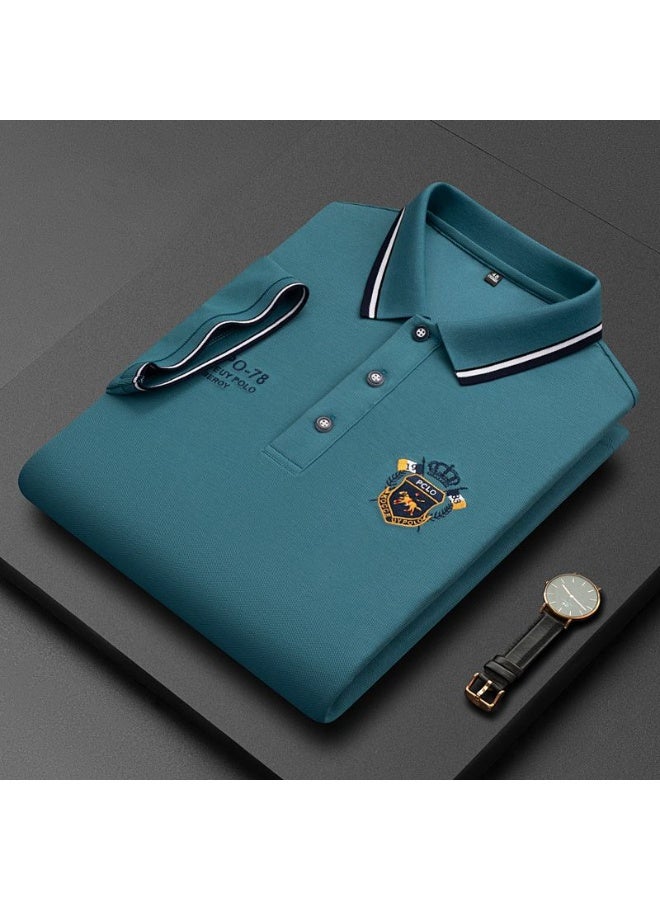 POLO Embroidered Men's Pure Cotton Polo Shirt Summer  Business Casual Breathable Men's Polo Shirt - Image 1