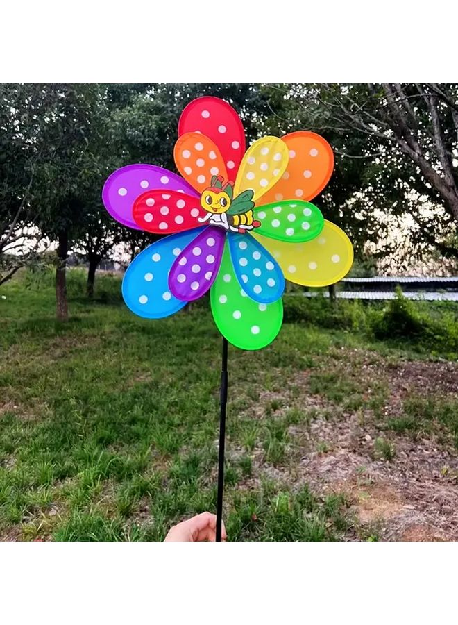 Double Layer Fabric Dot Insect Windmill Colorful Handheld Outdoor Toy For Garden Courtyard Decoration Wedding Gift Plug In Scenic Spot Advertising Event Prop - Image 4