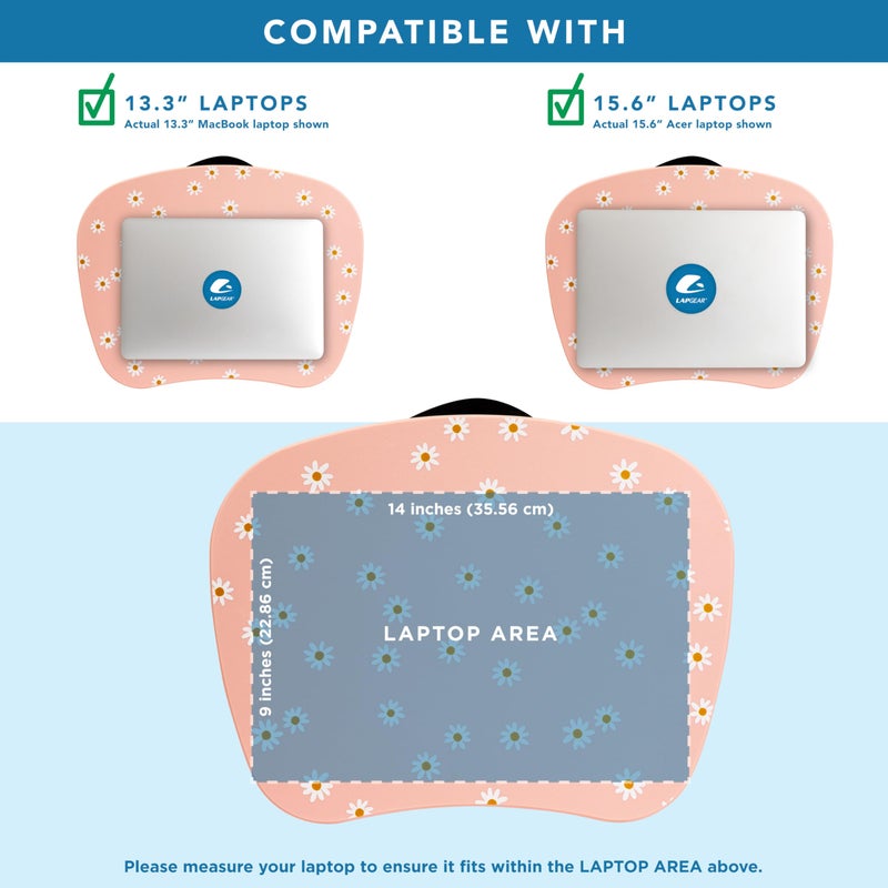 LAPGEAR MyStyle Portable Lap Desk with Cushion - Pink Daisy - Fits up to 15.6 Inch Laptops - Style No. 45336 - Image 3