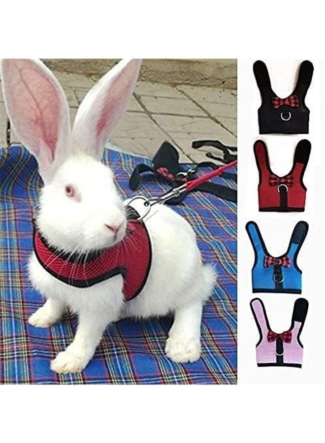 4pcs Multipurpose Rabbits Hamster Vest Harness with Leash Bunny Mesh Chest Strap Harnesses   Small Animals (L) - Image 1