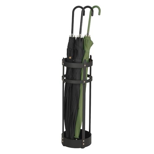 SONGMICS Umbrella Stand Steel Round Umbrella Holder Rack 69 x 69 x 193 Inches with Detachable Drip Tray for Entryway Office Stable Assembly Required Matte Black ULUC029B01 - Image 1