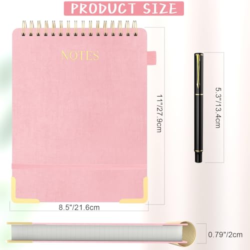 Mousbull Aesthetic Top Spiral Notebook, A4 Large Linen Hardcover Top Bound Steno Pads, 240 Pages 100gsm Thick Lined Paper Left Handed Notebook Journal for Work, School, Church Writing - Pink, 8.5" x 11" - Image 3