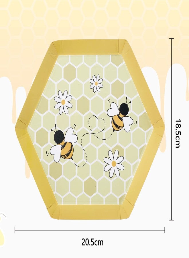 Whaline 24 Pcs Bumble Bee Paper Plates Bee Flower Honeycomb Disposable Plates Yellow Appetizer Dessert Plate for Birthday Spring Summer Party Picnic Supplies Fruit Tableware Decoration - Image 5