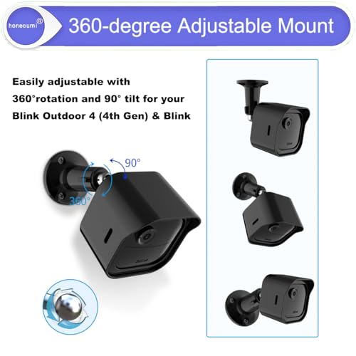 honecumi Blink Outdoor Camera Mount for Blink Outdoor 4th & 3rd– Weatherproof Adjustable Blink Outdoor Camera Surveillance Mount Bracket with Protective Housing, 360° Swivel & 90° Tilt Mount, 1 Pack - Image 5