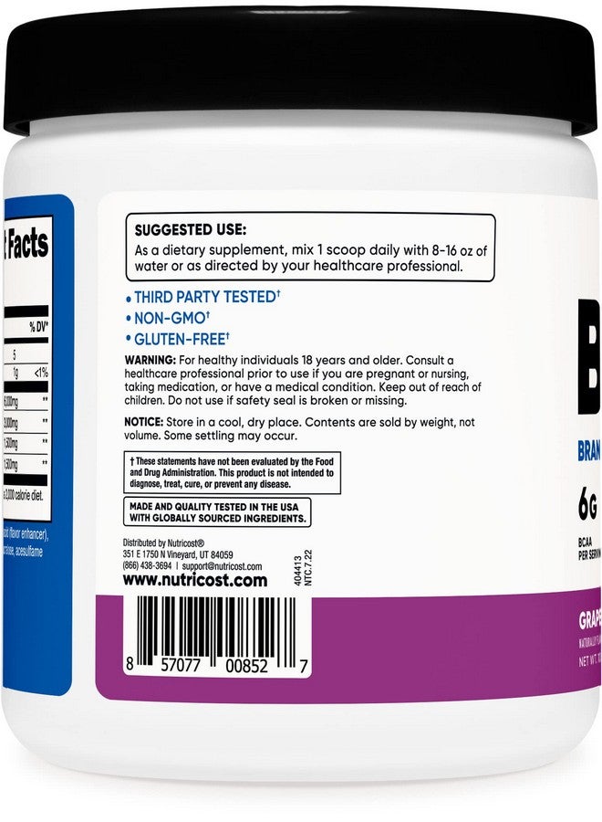 Nutricost Bcaa Powder (Grape 30 Servings) Optimal 2:1:1 Ratio Vegetarian Nongmo - Image 4