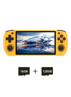 Powkiddy POWKIDDY RGB10 MAX3 Handheld Game Console, 5 Inch IPS Screen Retro Video Game Console Open Source Linux Game Player, Support WiFi & Bluetooth,10000+ Games Portable PSP (Yellow, 128G)  - Image 1