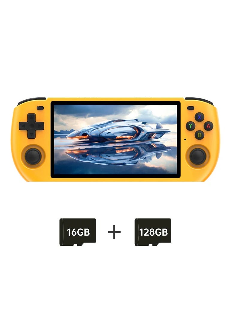 Powkiddy - POWKIDDY RGB10 MAX3 Handheld Game Console, 5 Inch IPS Screen Retro Video Game Console Open Source Linux Game Player, Support WiFi & Bluetooth,10000+ Games Portable PSP (Yellow, 128G) - Image 1