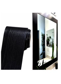Excefore Mirror Frame Border, Peel and Stick Black Border, Peel and Stick Mirror Frame, Black Wood Grain Wallpaper Border, Removable Waterproof Bathroom Mirror Frame Sticker, Mirror Frame, Black  - Image 1