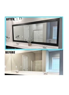 Excefore Mirror Frame Border, Peel and Stick Black Border, Peel and Stick Mirror Frame, Black Wood Grain Wallpaper Border, Removable Waterproof Bathroom Mirror Frame Sticker, Mirror Frame, Black  - Image 2