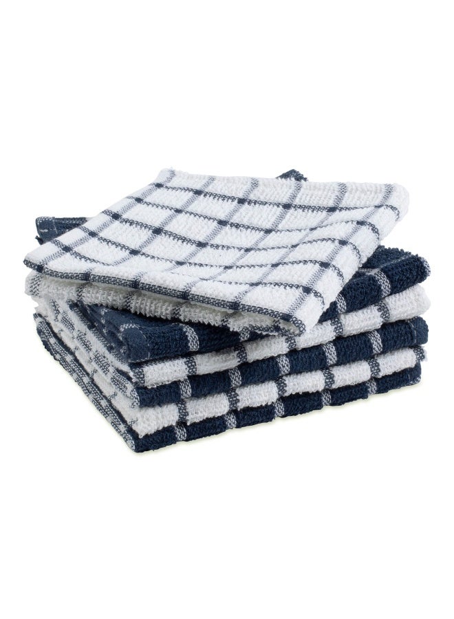 DII DII Basic Terry Collection Windowpane Dishcloth Set 12x12 Nautical Blue 6 Piece  - Image 2