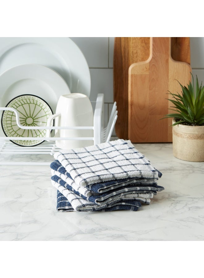 DII DII Basic Terry Collection Windowpane Dishcloth Set 12x12 Nautical Blue 6 Piece  - Image 4
